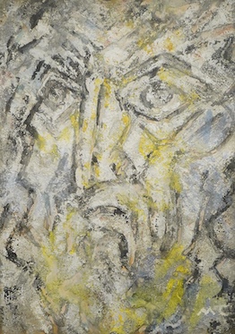 Ottway McCannel FRSA RBA (1883-1969), Abstract study of a face titled 'Age', mixed media, unsigned, inscribed verso, 23 x 16cm